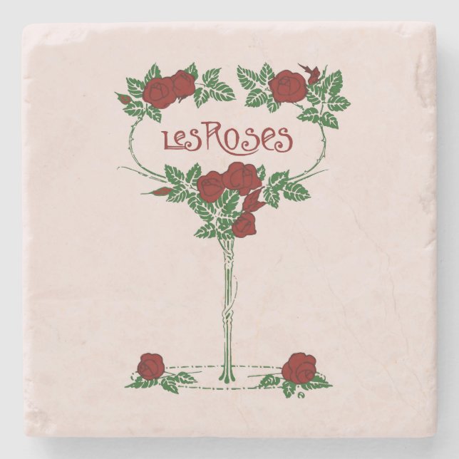 Dessous-de-verre En Pierre Les Roses (Devant)