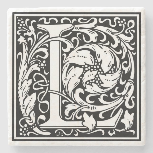 Dessous-de-verre En Pierre Lettre alphabet L Dessous de verre en pierre Vinta (Devant)