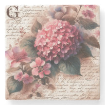 Lettre de script d'hortensia floral vintage