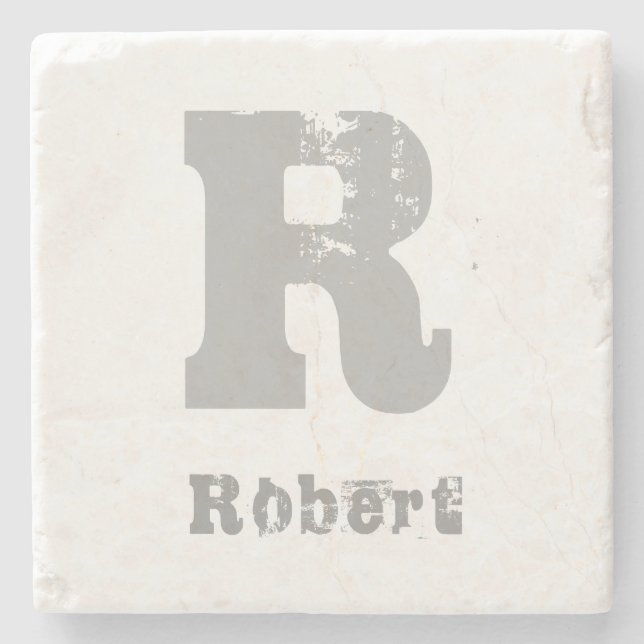 Dessous-de-verre En Pierre LETTRE ÉLÉGANTE Modèle MONOGRAPHIQUE  Élégant Marb (Devant)