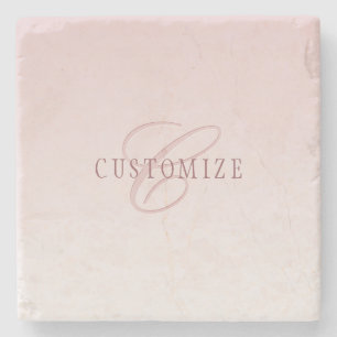Dessous-de-verre En Pierre Lettre élégante & monogramme Rose ombré