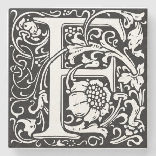 Dessous-de-verre En Pierre Lettre F Monogramme médiéval Art Nouveau
