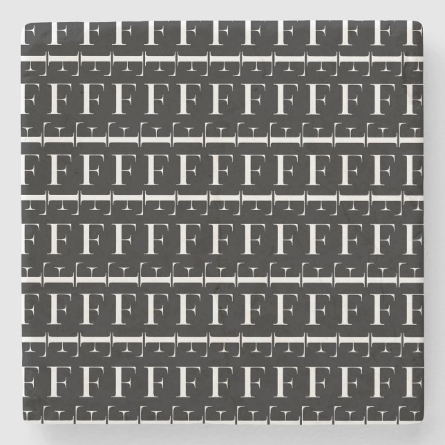 DESSOUS-DE-VERRE EN PIERRE LETTRE INITIALE MONÂTRE F (Devant)