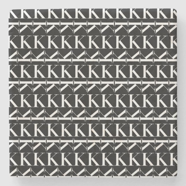 Dessous-de-verre En Pierre Lettre initiale monogramme K (Devant)