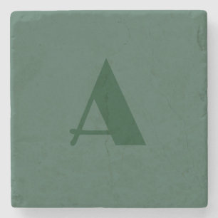 Dessous-de-verre En Pierre LETTRE INITIALE MONOGRAPHIQUE Personnalisée Vert c
