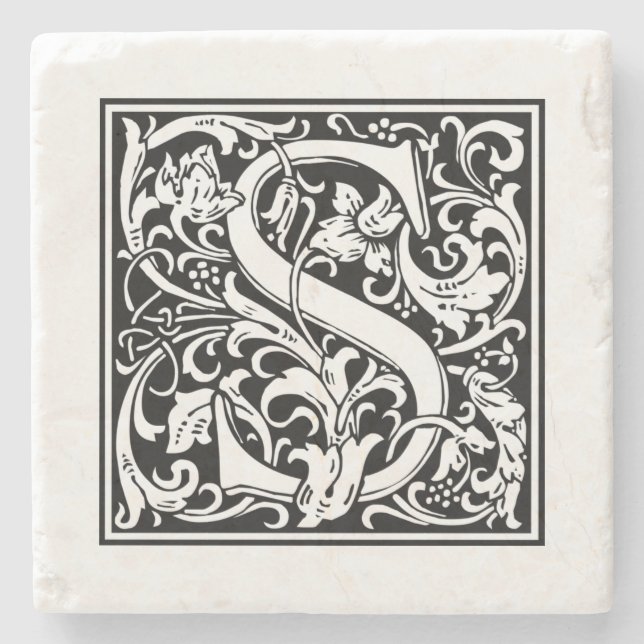 Dessous-de-verre En Pierre Lettre Monogramme personnalisée S Mariage Annivers (Devant)