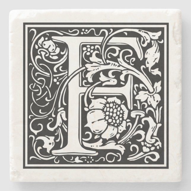 Dessous-de-verre En Pierre Lettre vintage "F" (Devant)