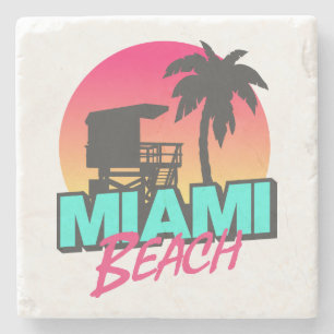Dessous-de-verre En Pierre Lettres Minimalistes Rétro de Miami Beach