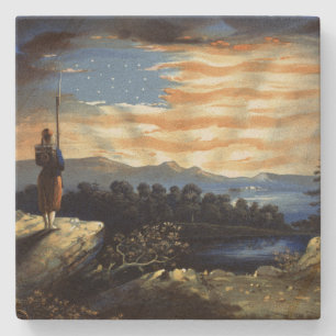 Dessous-de-verre En Pierre Lever du soleil céleste du drapeau américain dans