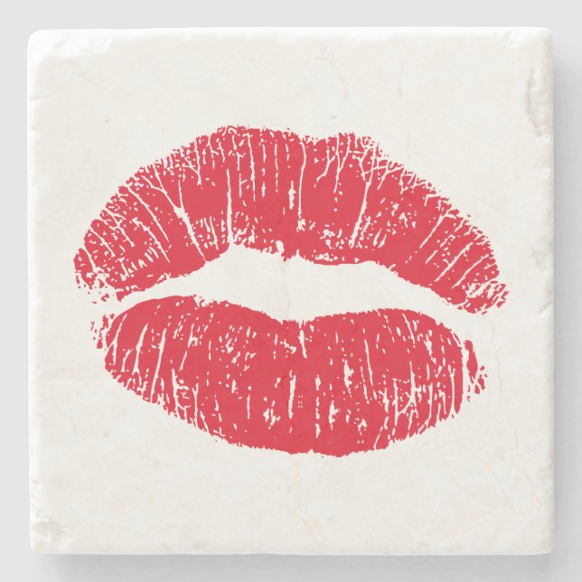 Dessous-de-verre En Pierre Lèvres de baiser rouges (Devant)