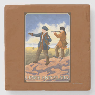 Dessous-de-verre En Pierre Lewis et Clark explorant l'ouest