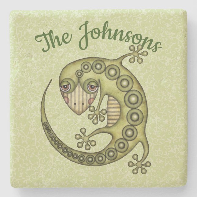 Dessous-de-verre En Pierre Lézard vert (Devant)