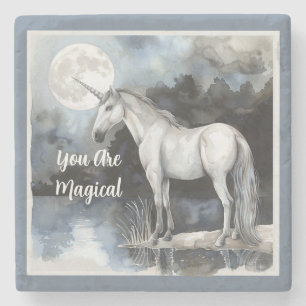 Dessous-de-verre En Pierre Licorne Pleine Lune