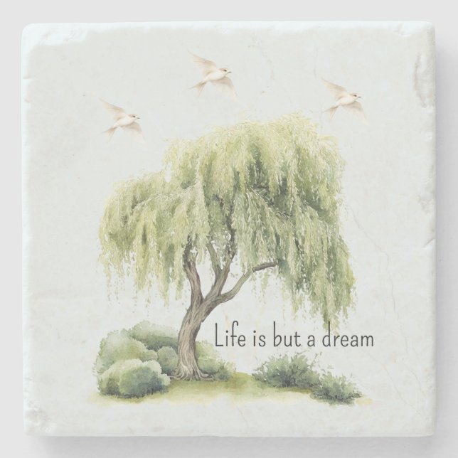 Dessous-de-verre En Pierre Life is a dream Tree Birds (Devant)