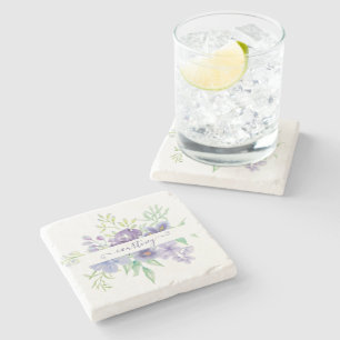 Dessous-de-verre En Pierre Lilac aquarelle florale personnalisée