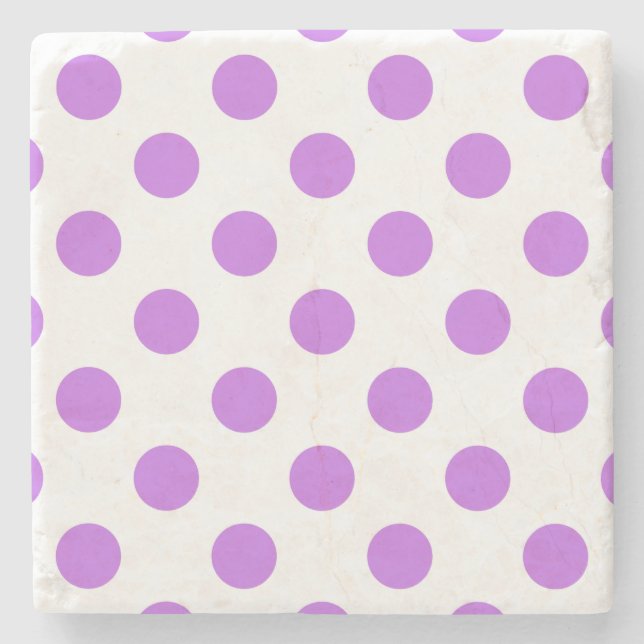 Dessous-de-verre En Pierre Lilac et pois blancs (Devant)