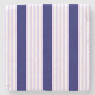 Dessous-de-verre En Pierre Lilac et rayures blanches motif avec bleu marine