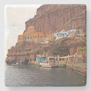 Dessous-de-verre En Pierre L'île de Santorin, Grèce côte Dessous de verre Car