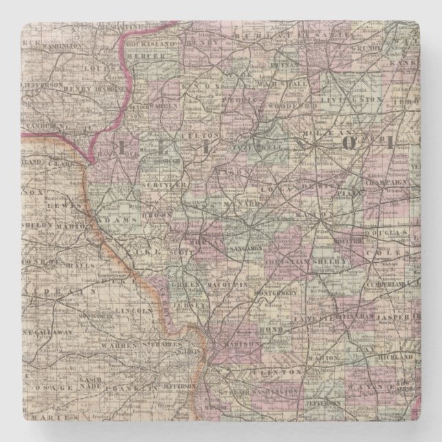 Dessous-de-verre En Pierre L'Illinois 10 (Devant)