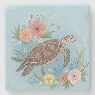 Dessous-de-verre En Pierre L'illustration d'une tortue de mer