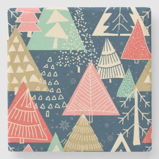 Dessous-de-verre En Pierre L'Illustration Festive Des Arbres De Noël.