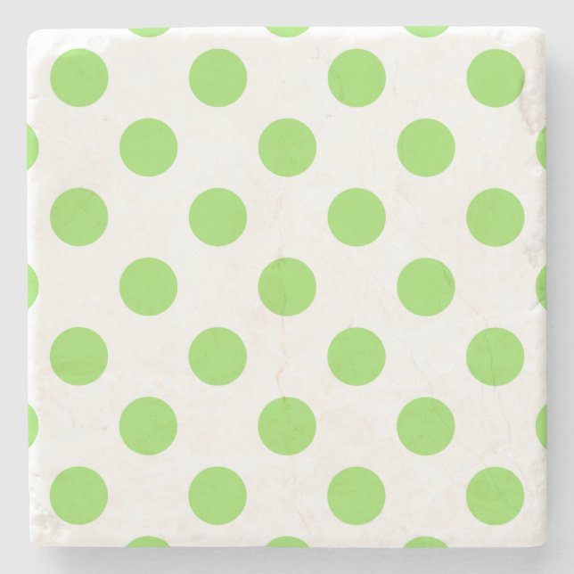 Dessous-de-verre En Pierre Lime et pois blancs (Devant)