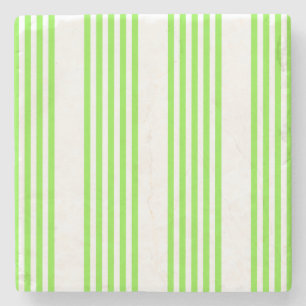 Dessous-de-verre En Pierre Lime vert et blanc cinq bandes motif