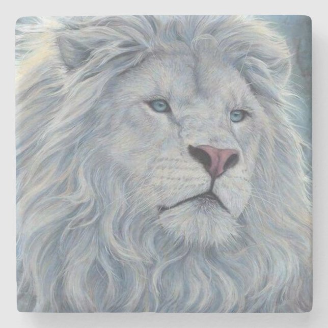 Dessous-de-verre En Pierre Lion Blanc (Devant)
