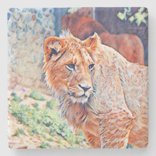 Dessous-de-verre En Pierre lion d'aquarell