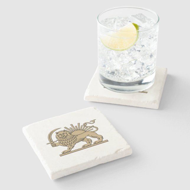 Dessous-de-verre En Pierre Lion et Soleil persan (Côté)