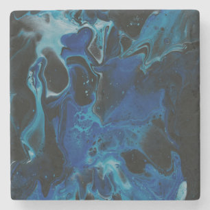 Dessous-de-verre En Pierre Liquide psychédélique bleu foncé