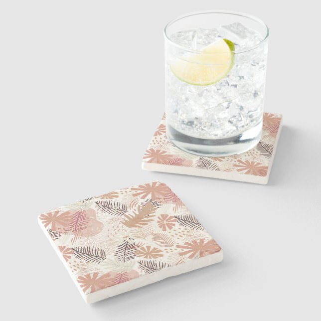Dessous-de-verre En Pierre Liquide tropical du Boho neutre (Côté)