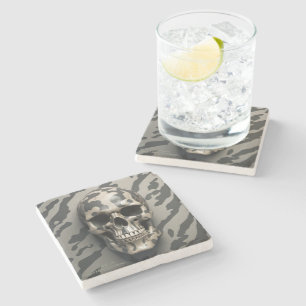 Dessous-de-verre En Pierre LITE Memento Mori Camo Skull