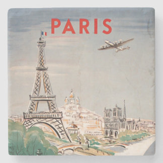 Dessous-de-verre En Pierre Lithographe de voyage aérien vintage Tour Eiffel P