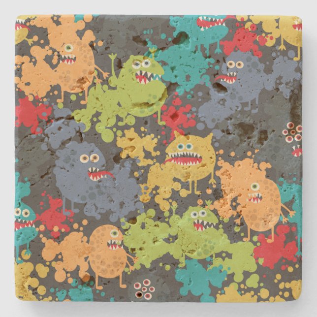 Dessous-de-verre En Pierre Little cute funny monsters (Devant)