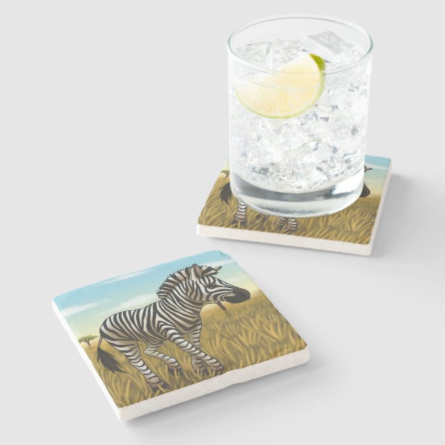 Dessous-de-verre En Pierre Little Zebra stone coaster (Côté)