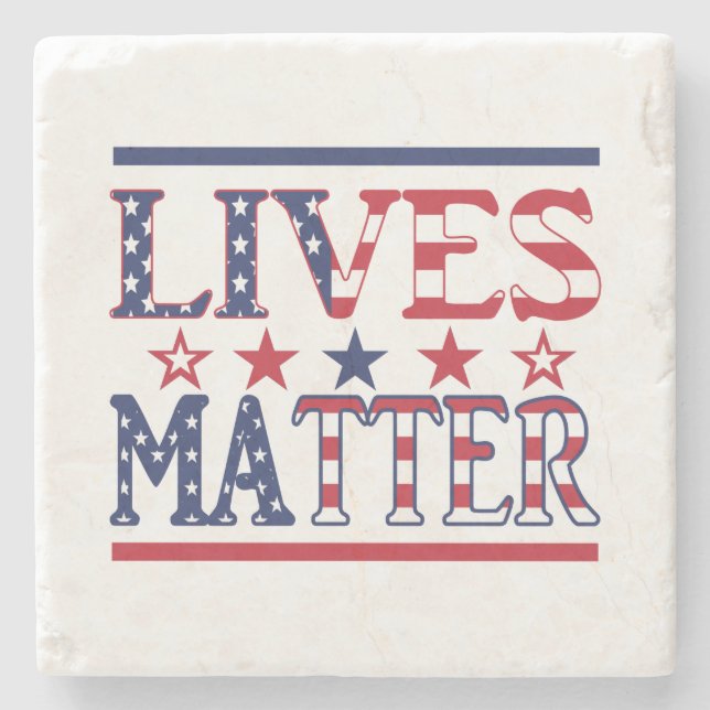 Dessous-de-verre En Pierre Lives Matter - Drapeau américain (Devant)