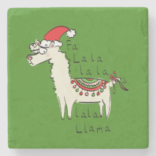 Dessous-de-verre En Pierre Llama Cute Drôle Noël Vacances