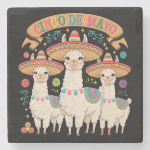 Dessous-de-verre En Pierre Llama drôle Cinco De Mayo Fête Party