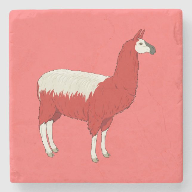 Dessous-de-verre En Pierre Llama Rouge Drôle (Devant)