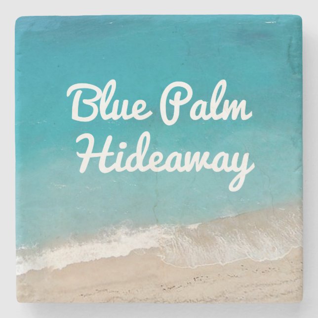 Dessous-de-verre En Pierre Location Plage Retro Mood Personnalisé (Devant)