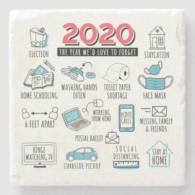 Dessous-de-verre En Pierre Lockdown Quarantine 2020 Activités Commémoration (Devant)