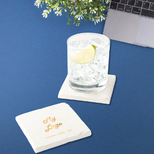 Dessous-de-verre En Pierre Logo de l'entreprise slogan de texte or