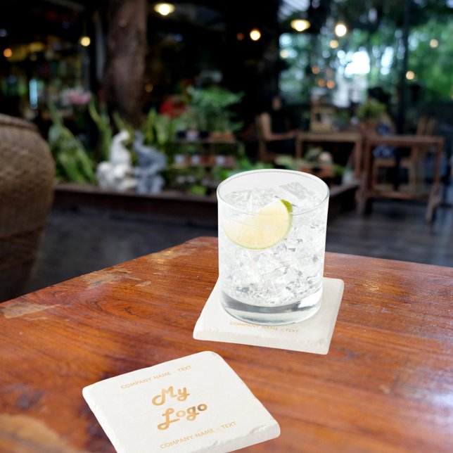 Dessous-de-verre En Pierre Logo de l'entreprise slogan de texte or (Créateur téléchargé)