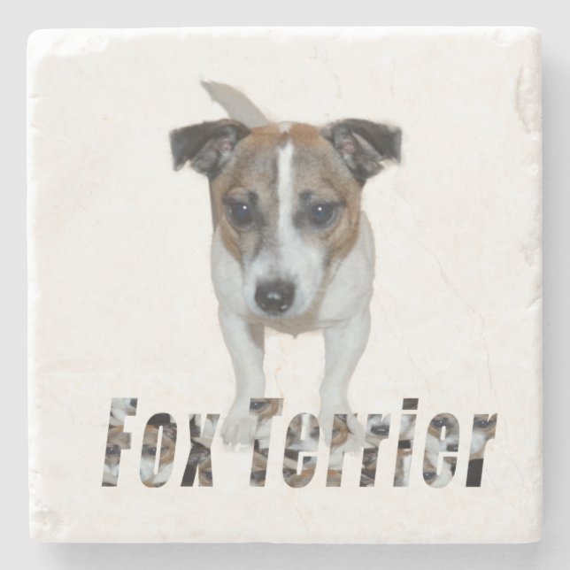 Dessous-de-verre En Pierre logo de terrier et de terrier fox, (Devant)