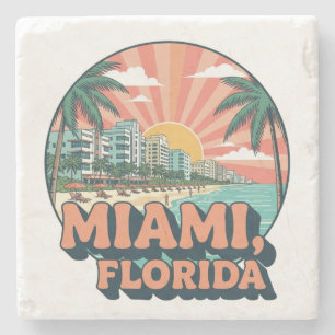 Dessous-de-verre En Pierre Logo de voyage de l'art de Miami Floride vintage 8