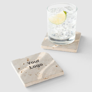 Dessous-de-verre En Pierre Logo personnalisé simple et élégant ici entreprise