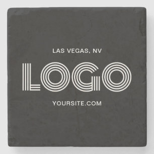 Dessous-de-verre En Pierre Logo rectangulaire moderne noir et blanc Promo