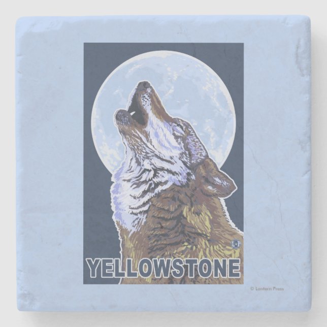 Dessous-de-verre En Pierre Loup de YellowstoneHowling (Devant)