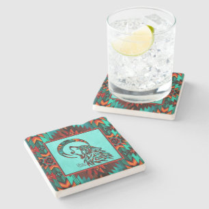 Dessous-de-verre En Pierre Loup Tribal Qui hurle Au Dessous de verre De Pierr